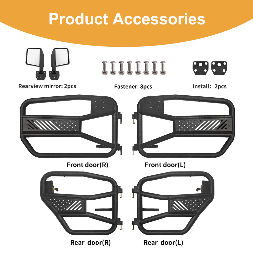 Tubular Doors With Mirror For 2007-2017 Wrangler JK 4 Door ...